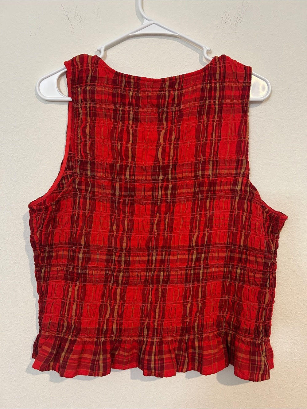 Universal Thread Red Plaid Button-Front Tank Top - Picture 4 of 5
